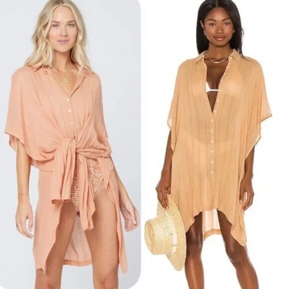 L*Space Revolve Anita Resort Wear Coastal Beachy Cover Up in Toasted Orange Tan - Picture 1 of 11